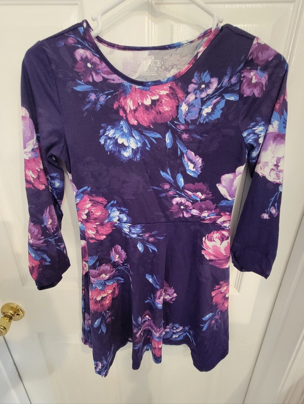 Children’s Place Girls 10/12 Purple Floral Long Sleeve Dress